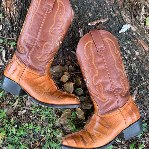 WILD WEST VAQUERO CAIMAN LEATHER BOOTS SZ 9 - Picture 3 of 13